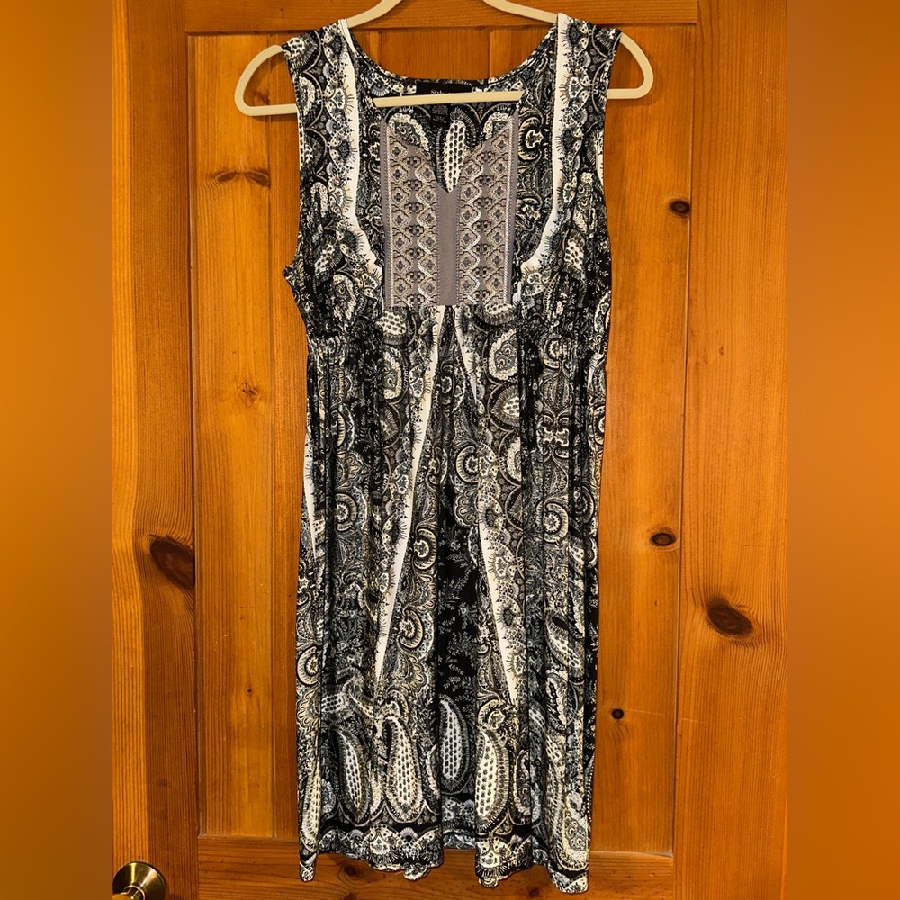 Style & Co. Black and White Backless Paisley Dress PXL tried on never worn